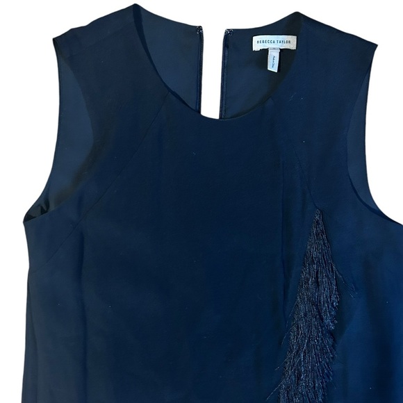Rebecca Taylor Sleeveless Fringe Trim Shift Dress Black Size 0 - Picture 4 of 12